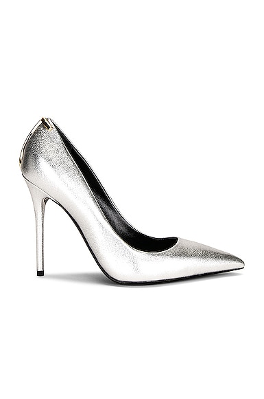 TOM FORD Laminated Iconic T Pump 105 in Silver