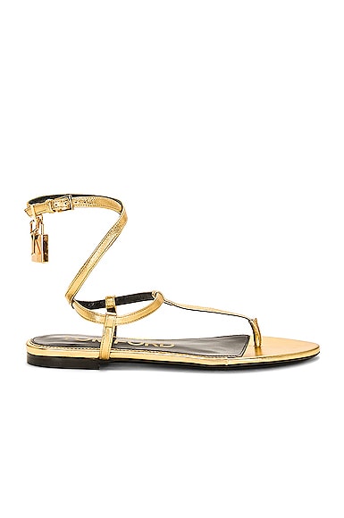 Shop Tom Ford Padlock Thong Sandal In Gold