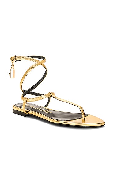 Shop Tom Ford Padlock Thong Sandal In Gold