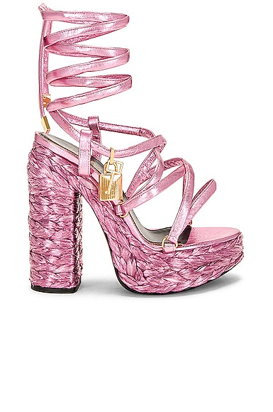 TOM FORD Maxi Rope Ankle Wrap Platform Sandal in Light Pink FWRD