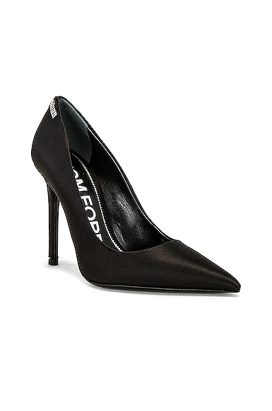 Shop Tom Ford Crystal Stones Iconic T Pump In Black & Crystal