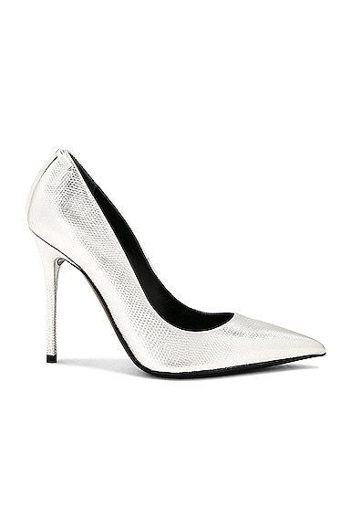 TOM FORD Printed Lizard Iconic T Pump in Silver