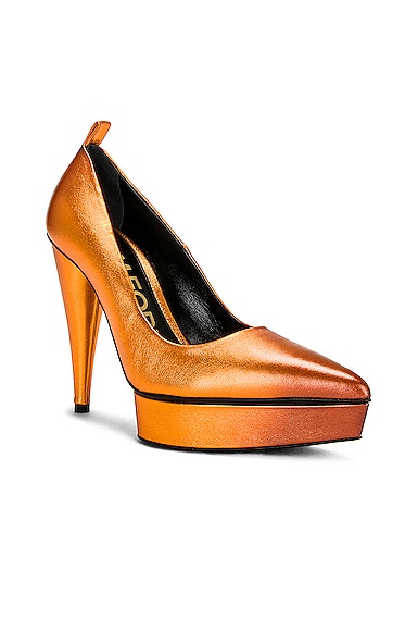 Shop Tom Ford Laminated Cone Heel 120 Pump In Clementine & Mauve