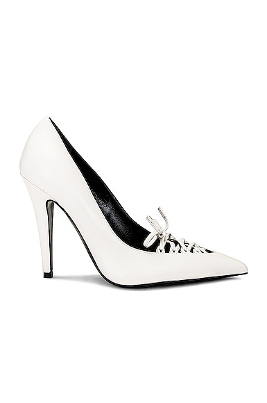 TOM FORD Leather Lux Corset 105 Pump in Chalk