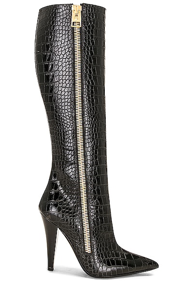 Croc Zip Knee High Boot 105 in Black