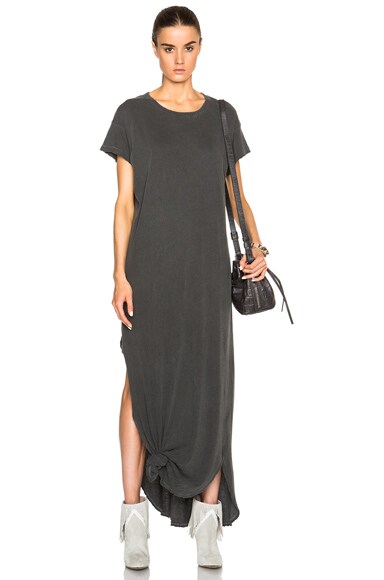 The Great Knotted Tee Dress in Washed Black | FWRD