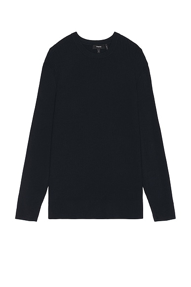 Theory Riland Rib Crewneck Sweater in Baltic