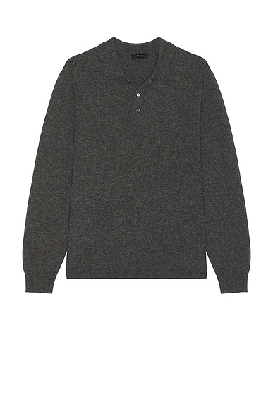 Theory Hilles Cashmere Polo in Grey Heather