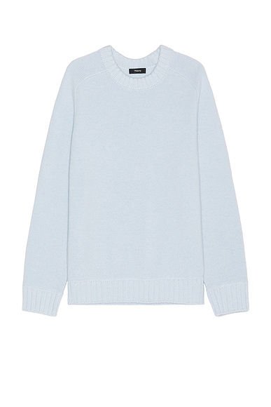 Theory Heavy Wool Cashmere Crewneck Sweater in Skylight Melange