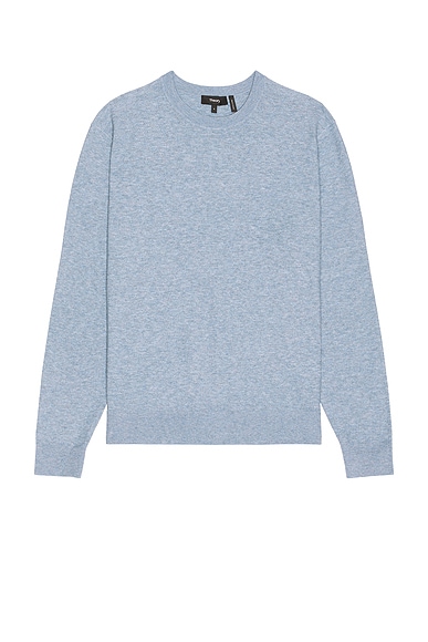 Theory Riland Crewneck Sweater in Light Blue Lake Melange