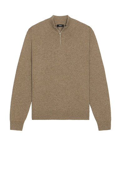 Theory Hilles Cashmere Quarter Zip Sweater in Dark Feather Melange