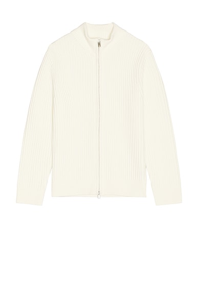 Theory Tomas Full Zip Sweater Jacket in White Ivory