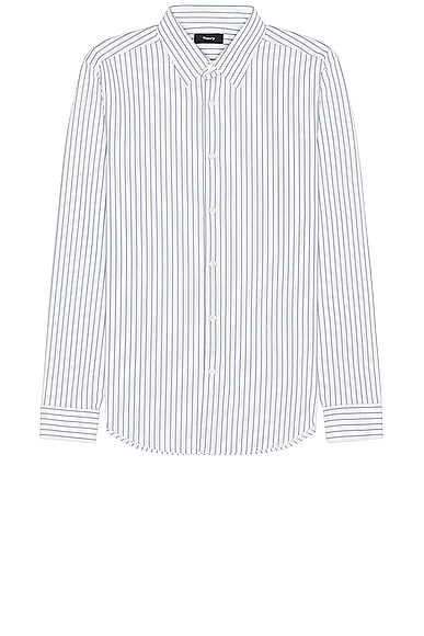 Theory Sylvain And Blaine Stripe Shirt in White & Pestle