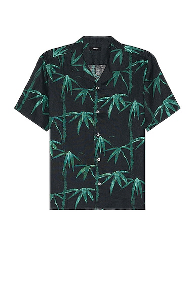 Theory Beau Bamboo Shirt in Black & Cypress