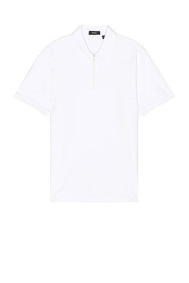 Theory Ryder Quarter Zip Polo in White