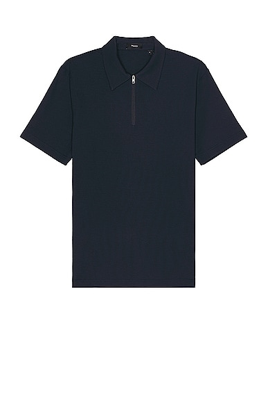 Theory Ryder Quarter Zip Polo in Baltic