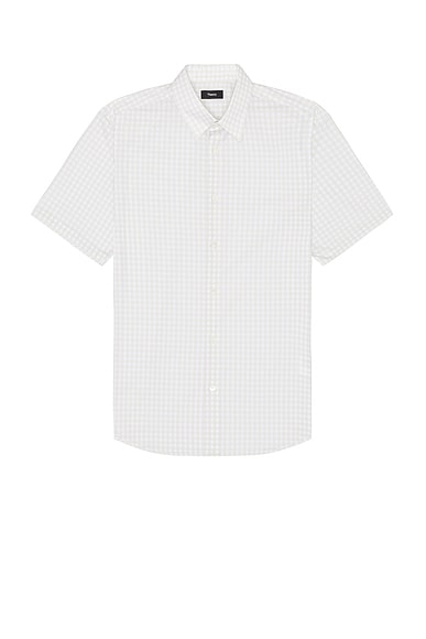 Theory Irving Short Sleeve Shirt in Sand Multi