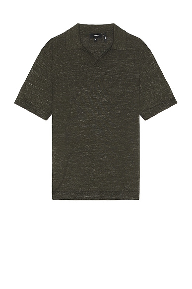 Theory Brenan Short Sleeve Polo in Dark Olive