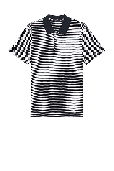 Theory Bron Short Sleeve Polo in Baltic & White