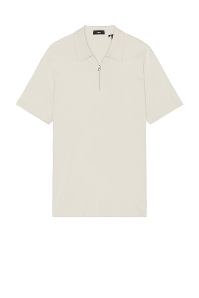 Theory Ryder Quarter Zip Polo in Fog