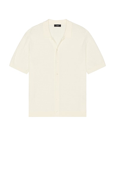 Theory Cairn Short Sleeve Shirt in Eggshell