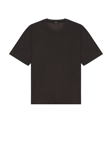 Theory Relaxed Soft Terry Tee in Warm Carbon