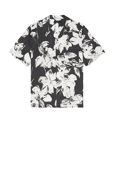 Theory Noll Brush Floral Shirt in Carbon & Ivory