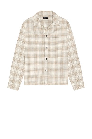Theory Light Textured Check Shirt in Duffle Multi