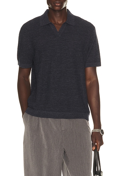 Theory Brenan Pacific Linen Polo in New Baltic