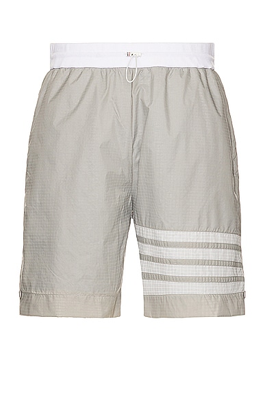 Thom Browne Nylon Ripstop Shorts in Light Grey