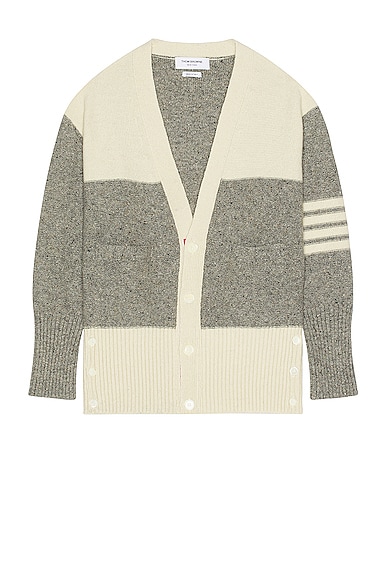 Thom Browne Reversed Jersey Oversized Cardigan in Light Grey
