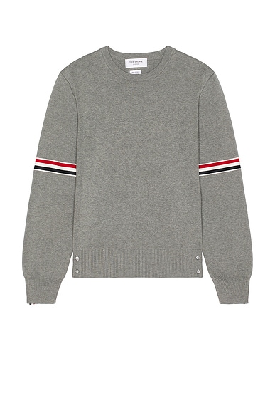 Thom Browne Milano Stitch Crew Neck Pullover in Lt Grey