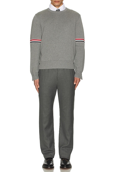 Milano Stitch Crew Neck Pullover in Light Grey