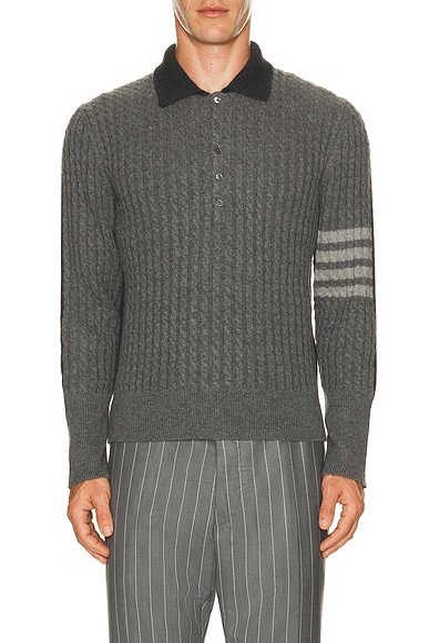 Merino Wool Baby Cable Long Sleeve Polo