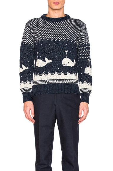 Whale Icon Jacquard Pullover Sweater