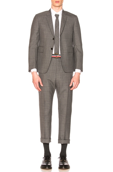Classic Gingham Cool Wool Suit with Tie