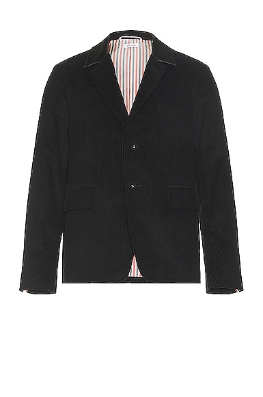 Thom Browne Button Up Cutaway Jacket in Black