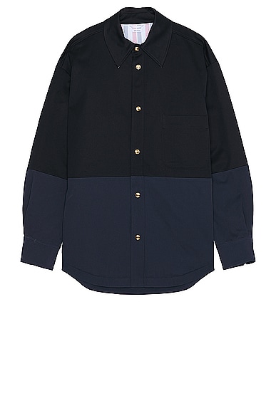 Thom Browne Oversized Shirt Jacket in Navy