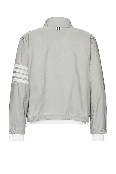 Shop Thom Browne Funnel Neck Nylon Ripstop Jacket In Light Grey