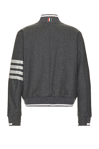 Shop Thom Browne 4 Bar Knit Rib Blouson Jacket In Med Grey