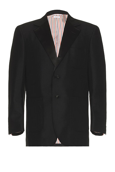 Thom Browne Unstructured Soft Shoulder Patch Blazer in Black