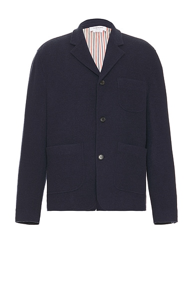 Thom Browne Sack Wool Jacket in Navy
