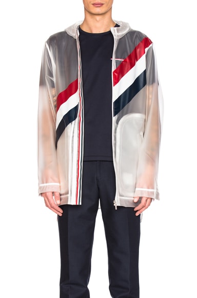 Diagonal Stripe Packable Rain Coat