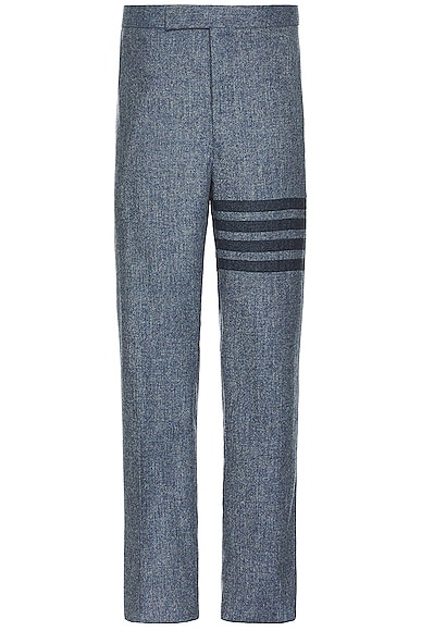 Thom Browne Donegal Tweed Low Rise 4-bar Backstrap Trouser In Blue