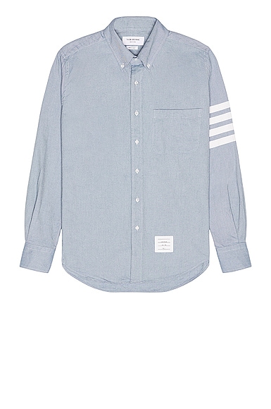 Thom Browne 4 Bar Straight Fit Shirt in Blue