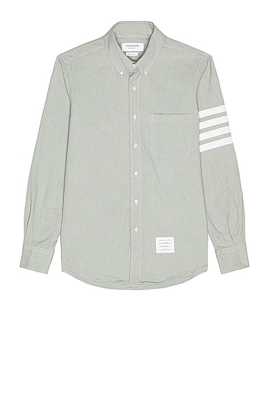 Thom Browne 4 Bar Straight Fit Shirt in Green
