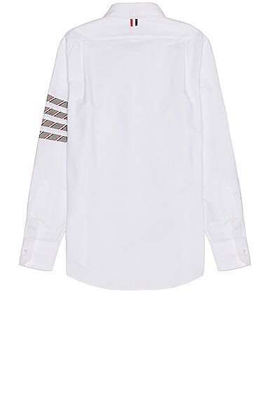 Shop Thom Browne Straight Fit Shirt In Grey & White
