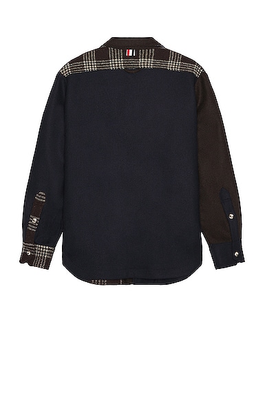 Shop Thom Browne Snap Front Shirt Jacket In Dark Brown