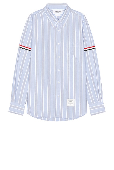 Thom Browne White/blue Striped Button-down Shirt In Light Blue