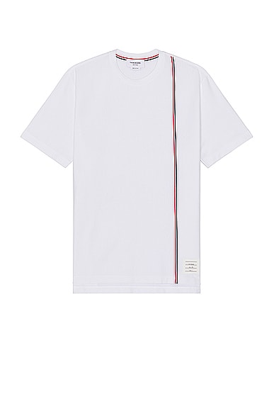Shop Thom Browne Rwb Stripe Short Sleeve Shirt In White